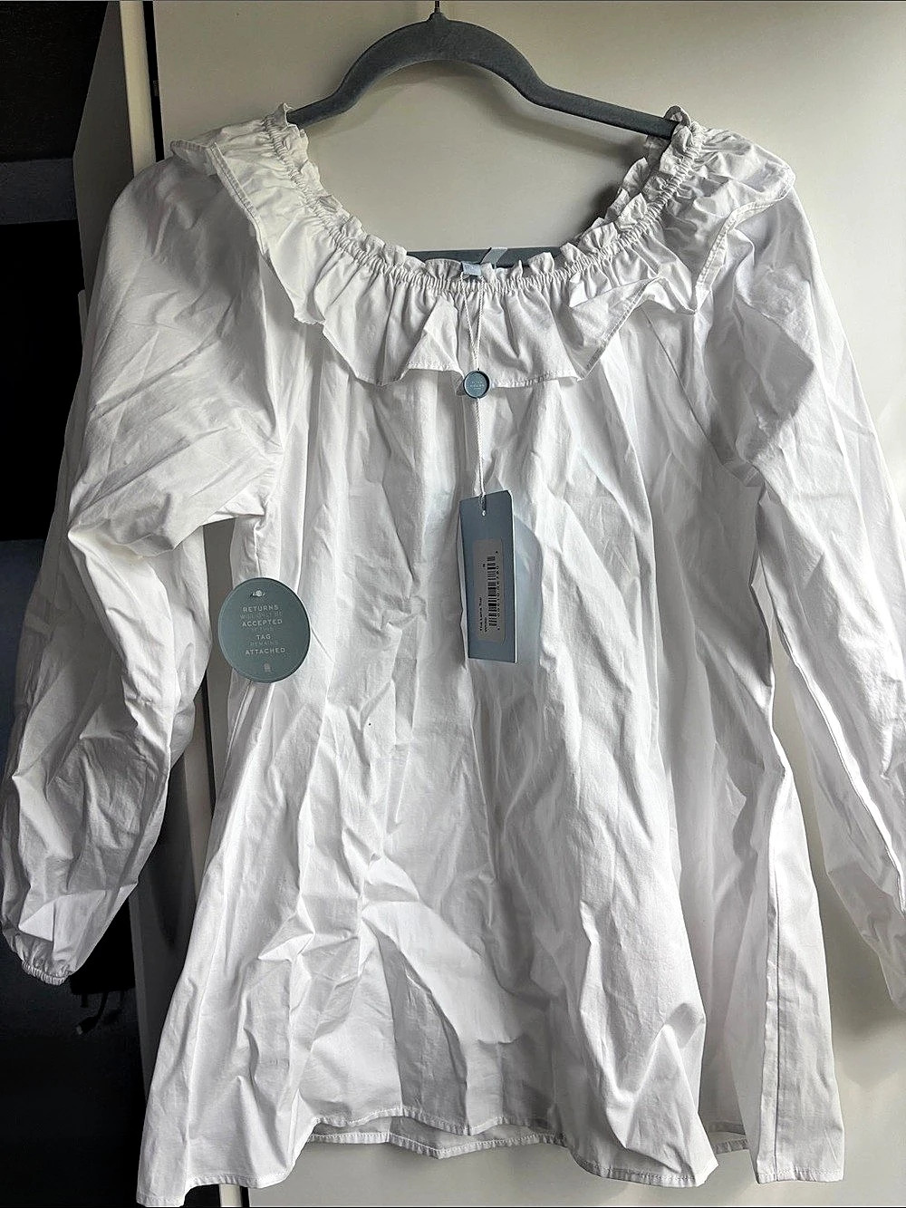 Hill House The Lena Top Ruffle Blouse in White Size Small NWT